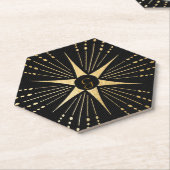 Monogram Art Deco Star Black and Gold Untersetzer (angewinkelt)