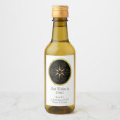 Monogram Art Deco Star Black and Gold Weinetikett (Vorderseite)