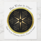 Monogram Art Deco Star Black and Gold Weinetikett (Einzelnes Label)