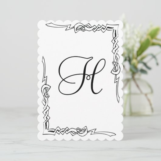 Monogram Art Deco Wedding Einladung (Stehend Vorderseite)