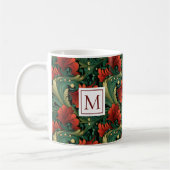 Monogram Art Noveau Christmas Green Pattern Kaffeetasse (Links)
