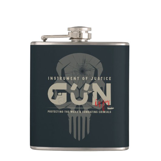Monogram Art of Gun | Flasche (dunkler Modus) Flachmann (Vorderseite)