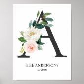 Monogram Art Print, Letter A, Wedding, Kinderzimme Poster (Vorne)