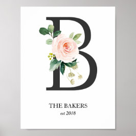 Monogram Art Print, Letter B, Wedding, Kinderzimme Poster