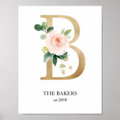 Monogram Art Print, Letter B, Wedding, Kinderzimme Poster (Vorne)