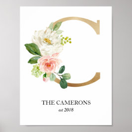 Monogram Art Print, Letter C, Wedding, Kinderzimme Poster