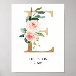 Monogram Art Print, Letter E, Wedding, Kinderzimme Poster