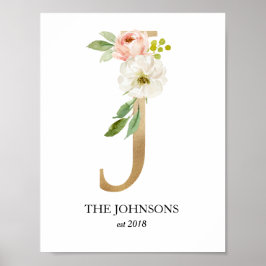 Monogram Art Print, Letter J, Wedding, Kinderzimme Poster