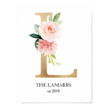 Monogram Art Print, Letter L, Wedding, Kinderzimme