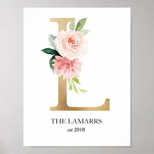 Monogram Art Print, Letter L, Wedding, Kinderzimme Poster (Vorne)
