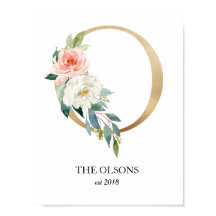 Monogram Art Print, Letter O, Wedding, Kinderzimme