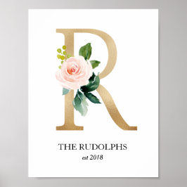 Monogram Art Print, Letter R, Wedding, Kinderzimme Poster