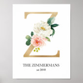 Monogram Art Print, Letter Z, Wedding, Kinderzimme Poster (Vorne)