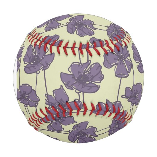 Monogram Art Vintager Blumenmuster Baseball (Vorderseite)