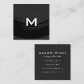 Monogram Artistic BrushBlack Quadratische Visitenkarte (Vorne/Hinten)