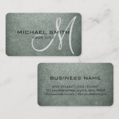 Monogram Ash Grey Leather Look Visitenkarte (Vorne/Hinten)