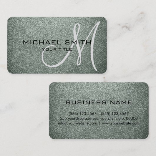 Monogram Ash Grey Leather Look Visitenkarte (Vorne/Hinten)