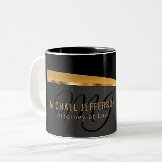 Monogram Attorney at Law - Black and Gold Zweifarbige Tasse (Vorderseite Links)