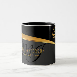 Monogram Attorney at Law - Black and Gold Zweifarbige Tasse
