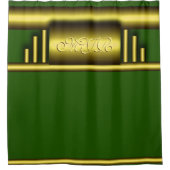Monogram auf Art Deko Luxus Gold und Grün Duschvorhang (Vorderseite)