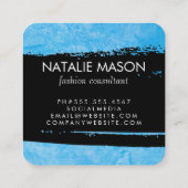 Monogram auf Blue Grunge Expressive Quadratische Visitenkarte (Rückseite)