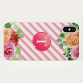 Monogram auf dem Floral iPhone X Case (Rückseite (Horizontal))