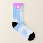 MONOGRAM auf hellblau und weiß gestrichen rosa obe Socken (Rechts - Außen)