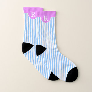 MONOGRAM auf hellblau und weiß gestrichen rosa obe Socken
