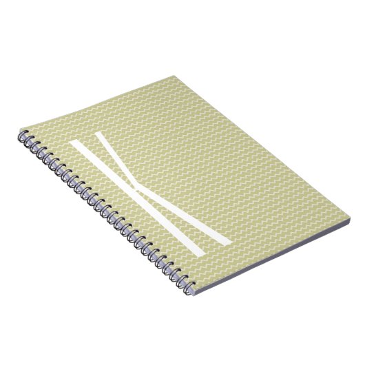 Monogram auf Light Sage Green Mini Zickzack Notizblock (Rechte Seite)