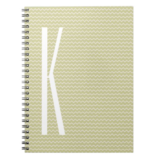 Monogram auf Light Sage Green Mini Zickzack Notizblock (Vorderseite)