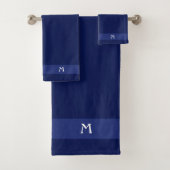 Monogram auf Navy Blue Bath Handtuch Set (Insitu)