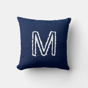 Monogram auf Navy Blue Jeans Pillow anpassen Kissen