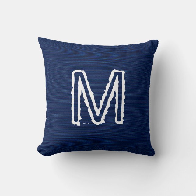 Monogram auf Navy Blue Jeans Pillow anpassen Kissen (Vorderseite)