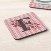 Monogram auf Red Cabbage Rose Spray Customizing It Getränkeuntersetzer (Linke Seite)