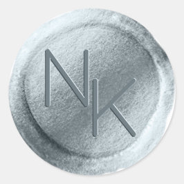 Monogram-Aufkleber für den dunkelblauen Foil-Wax-U Runder Aufkleber