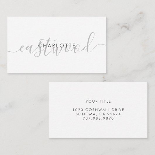 Monogram-Aufrufkarte für einfachen Skriptnamen Visitenkarte (Vorne/Hinten)