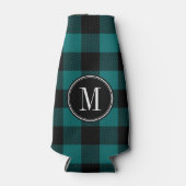 Monogram aus Aquamarinem Buffalo-Karo Flaschenkühler (Vorderseite)
