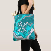 Monogram aus blauem, Aquamarinem und türkisfarbene Tasche (Von Nahem)