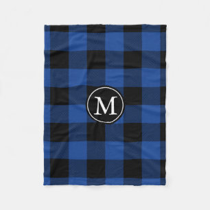 Monogram aus Blue und Black Buffalo Karo Fleecedecke