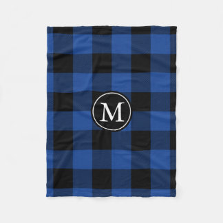Monogram aus Blue und Black Buffalo Karo Fleecedecke