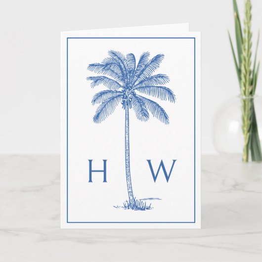 Monogram aus Blue und White Palm Palmetto Tree (Vorderseite)