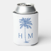 Monogram aus Blue und White Palm Palmetto Tree Dosenkühler (Kanne Rückseite)