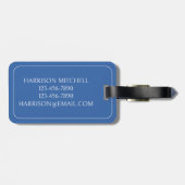 Monogram aus Blue und White Palm Palmetto Tree Gepäckanhänger (Rückseite horizontal)