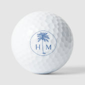 Monogram aus Blue und White Palm Palmetto Tree Golfball (Vorderseite)