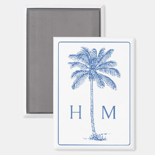 Monogram aus Blue und White Palm Palmetto Tree Magnet