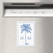 Monogram aus Blue und White Palm Palmetto Tree Magnet (In Situ (Geschirrspüler))