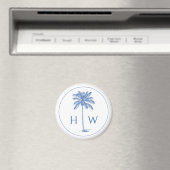 Monogram aus Blue und White Palm Palmetto Tree Magnet (In Situ (Geschirrspüler))