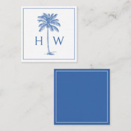 Monogram aus Blue und White Palm Palmetto Tree Mitteilungskarte
