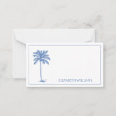 Monogram aus Blue und White Palm Palmetto Tree Mitteilungskarte (Vorderseite)