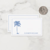 Monogram aus Blue und White Palm Palmetto Tree Mitteilungskarte (Vorderseite/Rückseite Beispiel)